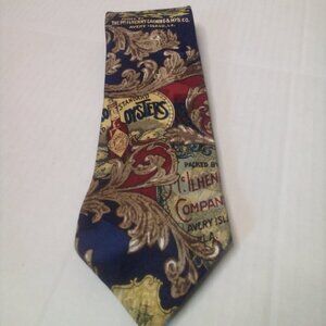 Tabasco Hot Sauce Tie Necktie Men 100% Silk Gold Red Blue